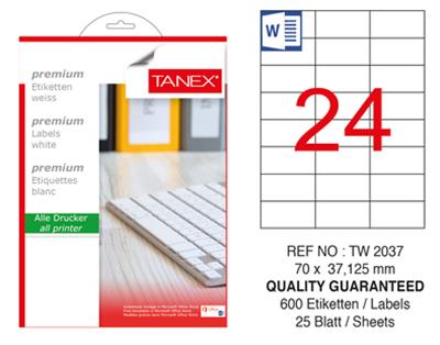 TW-2037 70x37,125 mm LASER ETİKET .