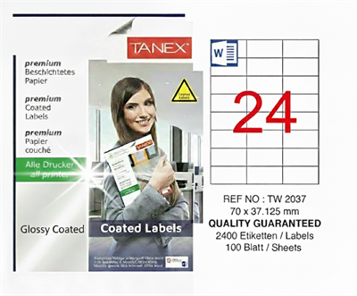 TW-2037 70x37,125 mm GLOSSY LASER ETİKET 