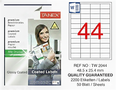 TW-2044 48,5x25,4 mm GLOSSY LASER ETİKET 