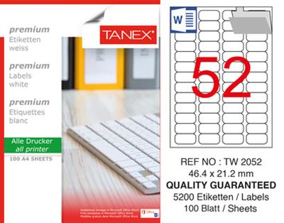 TW-2052 46,4x21,2 mm LASER ETİKET .