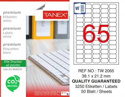 TW-2065 38,1x21,2 mm CARBON NEUTRAL LASER ETİKET 