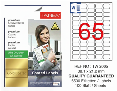 TW-2065 38,1x21,2 mm GOLD LASER ETİKET 
