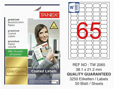 TW-2065 38,1x21,2 mm GOLD LASER ETİKET 
