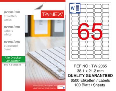 TW-2065 38,1x21,2 mm LASER ETİKET .