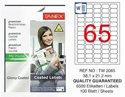 TW-2065 38,1x21,2 mm GLOSSY LASER ETİKET 