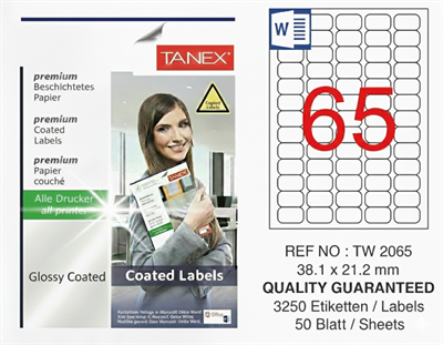 TW-2065 38,1x21,2 mm GLOSSY LASER ETİKET 