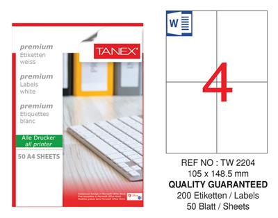 TW-2204 105x148,5 mm LASER ETİKET .