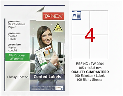 TW-2204 105x148,5 mm GLOSSY LASER ETİKET 