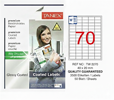 TW-2270 40x20 mm POLY LASER ETİKET 