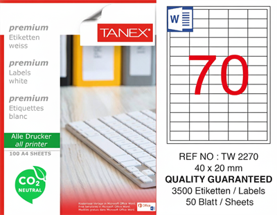 TW-2270 40x20 mm POLY LASER ETİKET 