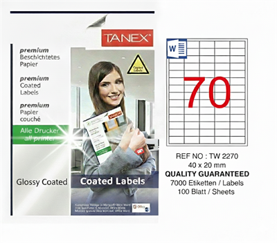 TW-2270 40x20 mm POLY LASER ETİKET 