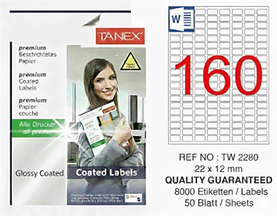 TW-2280 22x12 mm GLOSSY LASER ETİKET 
