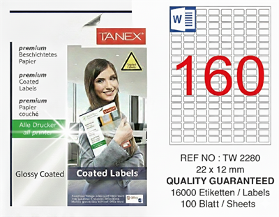 TW-2280 22x12 mm GLOSSY LASER ETİKET 