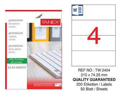 TW-2404 210x74,25 mm LASER ETİKET