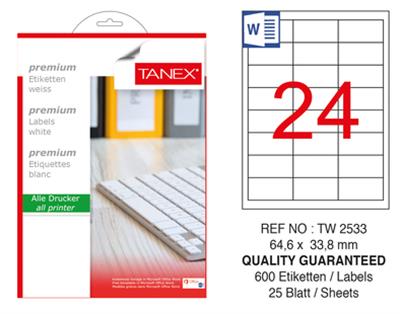 TW-2533 64,6 x 33,8 mm LASER ETİKET .