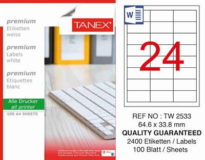 TW-2533 64,6 x 33,8 mm LASER ETİKET .