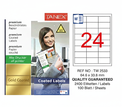 TW-2533 64,6x33,8 mm GOLD LASER ETİKET 