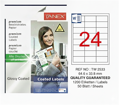 TW-2533 64,6x33,8 mm GLOSSY LASER ETİKET 