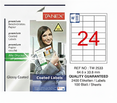 TW-2533 64,6x33,8 mm GLOSSY LASER ETİKET 