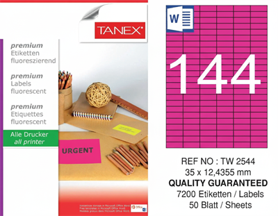 TW-2544 35x12,4355 mm FLO PEMBE LASER ETİKET 