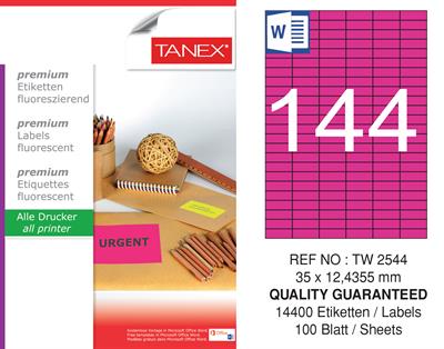 TW-2544 35x12,4355 mm FLO PEMBE LASER ETİKET 