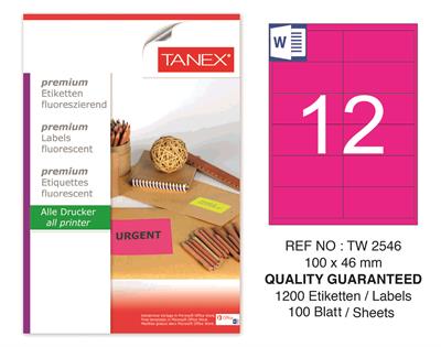 TW-2546 100x46 mm FLO PEMBE LASER ETİKET 