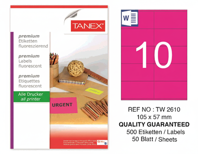 TW-2610 105x57 mm FLO PEMBE LASER ETİKET 