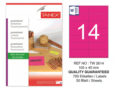 TW-2614 105x40 mm FLO PEMBE LASER ETİKET 