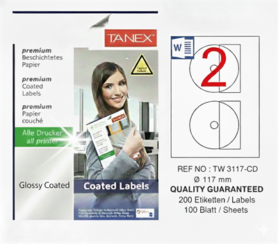 TW-3117 117 mm GLOSSY LASER ETİKET 