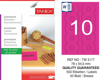 TW-3177 78x54,5 mm FLO PEMBE LASER ETİKET 