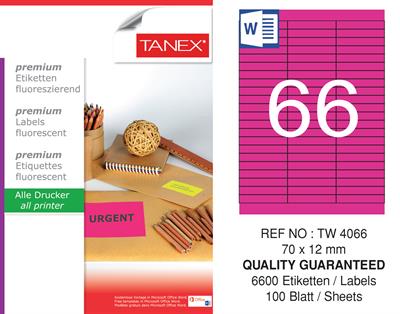 TW-4066 70x12 mm FLO PEMBE LASER ETİKET 