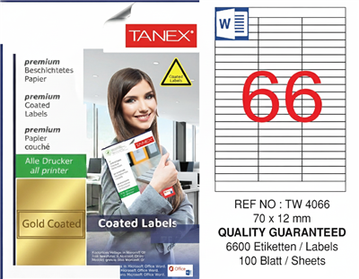 TW-4066 70x12 mm GOLD LASER ETİKET 