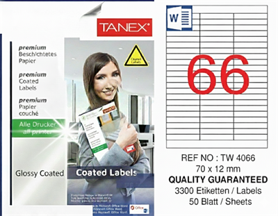 TW-4066 70x12 mm GLOSSY LASER ETİKET 