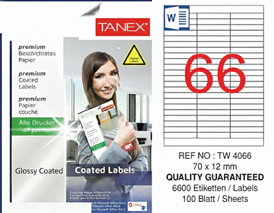 TW-4066 70x12 mm GLOSSY LASER ETİKET 