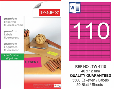 TW-4110 40x12 mm FLO PEMBE LASER ETİKET 