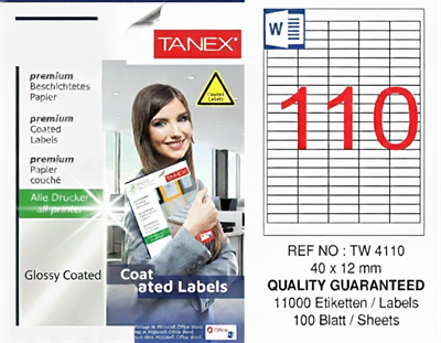 TW-4110 40x12 mm GLOSSY LASER ETİKET 