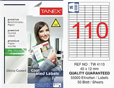 TW-4110 40x12 mm GLOSSY LASER ETİKET 