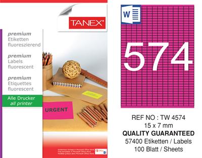 TW-4574 15x7 mm FLO PEMBE LASER ETİKET 