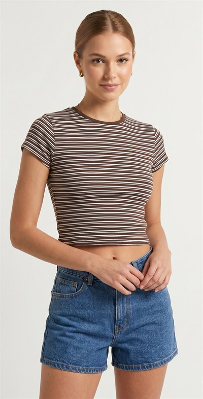 OLIVE-4039 TSHIRT KAHVE