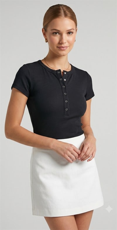 OLIVE-4566 RİBANA ÇITÇIT BODY SİYAH