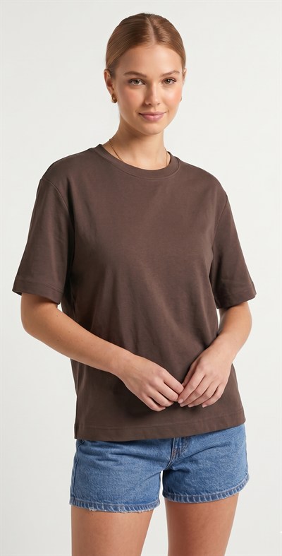 OLIVE-6597 COS BASIC TSHIRT KAHVE