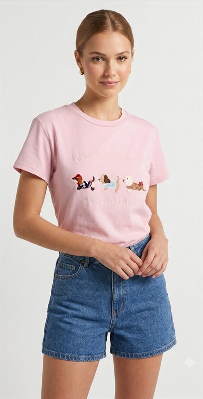 OLIVE-6997 DOG TSHIRT PEMBE