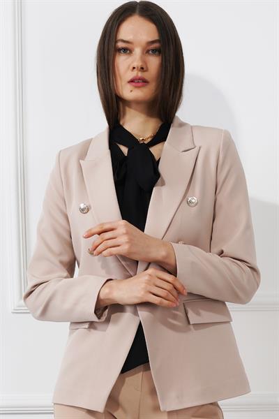 Düğmeli Diana Blazer Ceket M4488 Bej