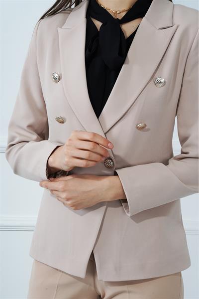 Düğmeli Diana Blazer Ceket M4488 Bej