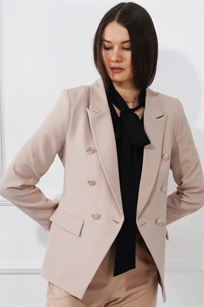 Düğmeli Diana Blazer Ceket M4488 Bej