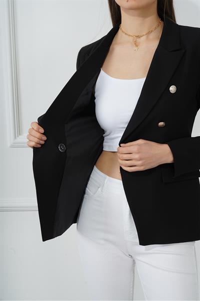 Düğmeli Diana Blazer Ceket M4488 Siyah