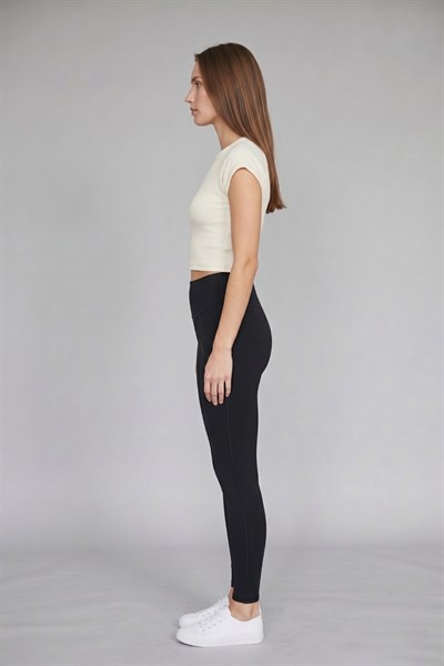 Kadın Basic Kısa Kollu Crop M4283 Bej