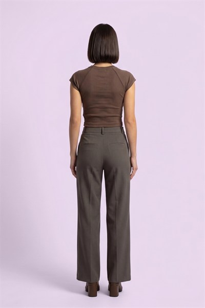 Kadın Basic Kısa Kollu Crop M4283 Kahve