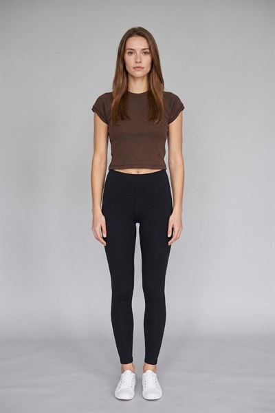 Kadın Basic Kısa Kollu Crop M4283 Kahve