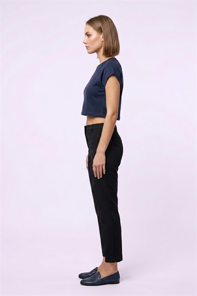 Kadın Basic Kısa Kollu Crop M4283 Lacivert